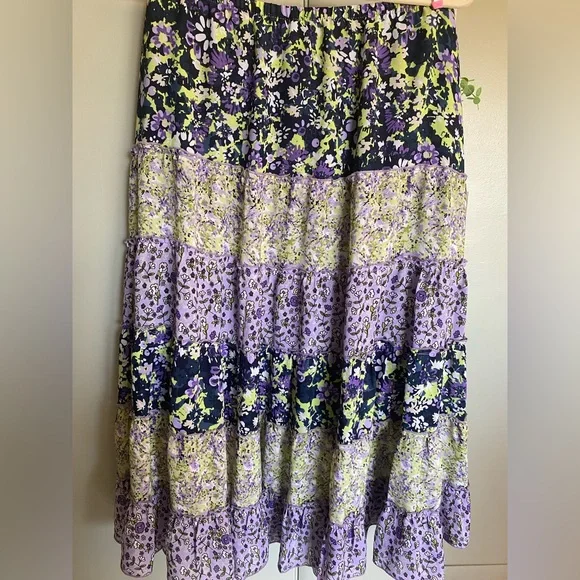 CJ Banks Floral Patchwork Maxi Skirt - Purple - Picture 7 of 7